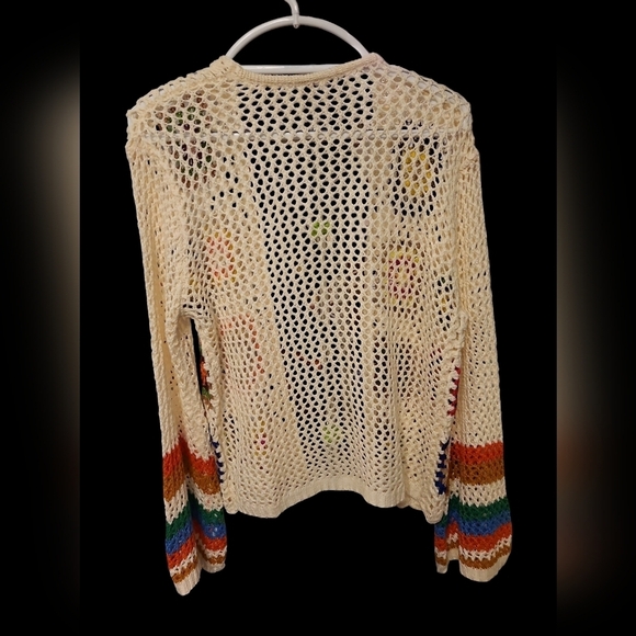 NEW Crochet lightweight Floral Cardigan Sweater Med - Picture 6 of 7
